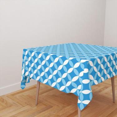 Imagem de Toalha De Mesa Quadrada 4 Lugares Tecido Oxford Semi Círculos Tons de 