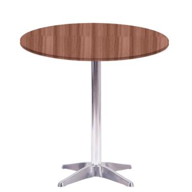 Imagem de Mesa Delta em Alumínio 75 cm (Alt) Base em X Tampo MDP Redondo 80 cm (Larg) x 2,50 cm (Alt) Walnut