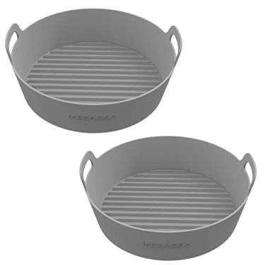 Imagem de silicone air fryer liners-Reusable Heat Resistant Food Safe Silicone Bowl/Pot for Air Fryer and Microwave for Ninja Foodi Air Fryer, Coffee Maker, Blender (grey 2 pcs 9inch)