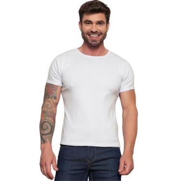 Imagem de Camiseta Canelada Agodão Gringa Americana Slim Baby Look Masculina - K