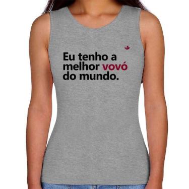 Imagem de Regata Feminina Eu tenho a melhor vovó do mundo - Foca na Moda, Cinza,