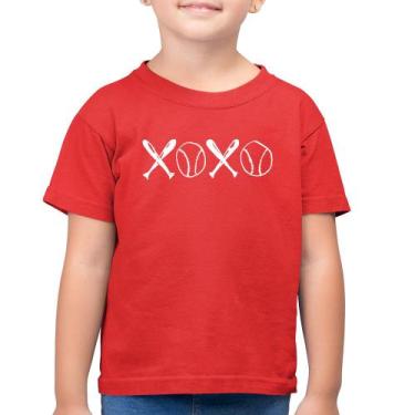 Imagem de Camiseta Algodão Infantil Xoxo Baseball - Foca na Moda, Vermelho, 2