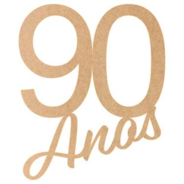 Imagem de Aplique Placa de Aniversário Comemoração 90 Anos em MDF Cru - Artpical