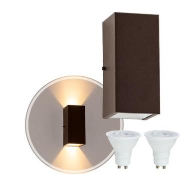 Imagem de Kit 3x Arandelas Duplo Facho Longo Marrom + Lâmpada Led Gu10 6w 6500K 