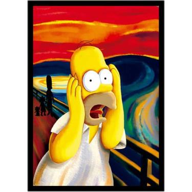 Imagem de Quadro Decorativo Simpsons O Grito Sátira Homer Anime Humor Com Moldur