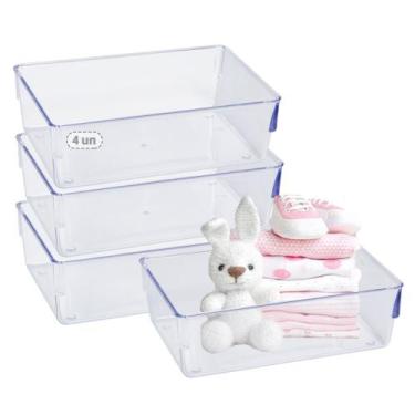 Imagem de Kit 4 Organizador Closet Transparente Acrilico Calcinhas Meias - Plast