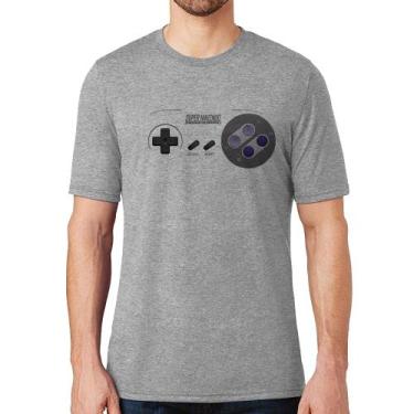 Imagem de Camiseta Super Nintendo SNES Gamepad - Foca na Moda, Cinza, G