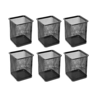 Imagem de Kit 6 Organizador De Escrivaninha Metal Preto - Quadrado - TOP RIO