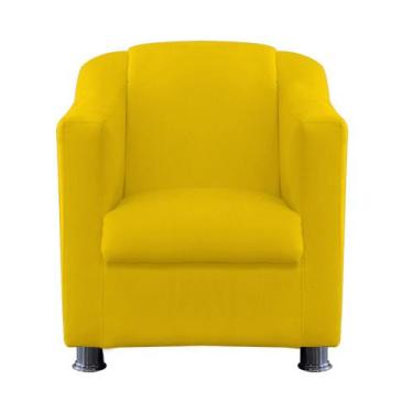 Imagem de Cadeira Decorativa Bia Varanda Pes Cromados Suede Amarelo - Kimi Desig