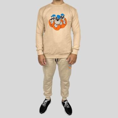 Imagem de Conjunto Calça e Blusa Moletom Careca Sem Capuz Algodão Estampado Brot