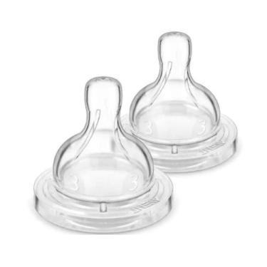 Imagem de Kit Bico Mamadeira Bebe Philips Avent N3 Duas Unidades, Transparente