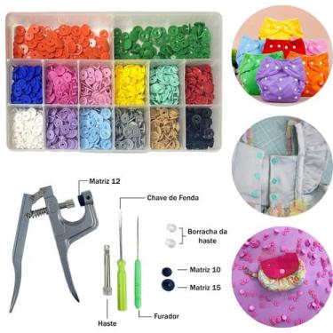 Imagem de Alicate Pregar Botão De Pressão Ritas + Box Com 280 Botões 12mm Sortid