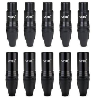Imagem de Kit 10 Plugs Canon Xlr Macho Fêmea Voik Pvk-pt Black Premium