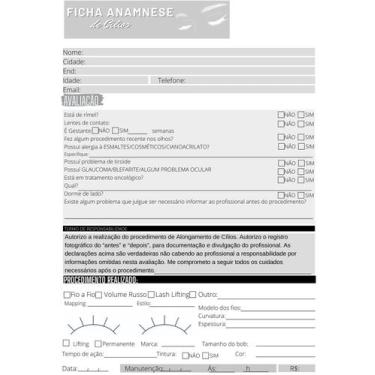 Imagem de 2 Blocos Extensão Alongamento Cílios Ficha Anamnese Cores 15x21 - Impr