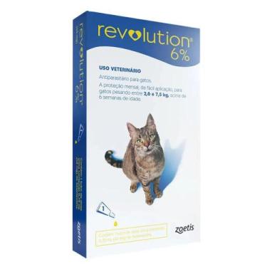 Imagem de 01 Antipulgas Unitário Revolution 6% Gatos De 2,6 A 7,5 Kg - Zoetis