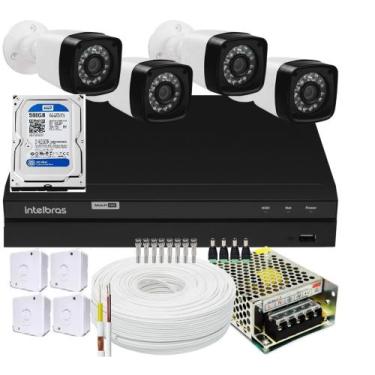 Imagem de Kit dvr Intelbras 8 canais H.265 4 câmeras Full HD 20m C/Hd 500gb