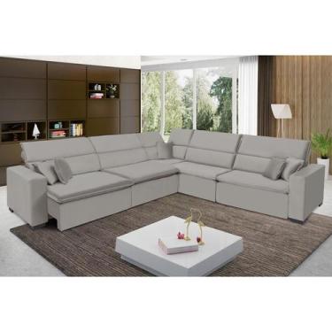 Imagem de Sofá Milão 3.75x3.75m de Canto, Retrátil e Reclinável - Avelã - Sofist