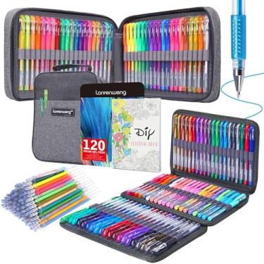 Imagem de KIT com 120 canetas de gel coloridas mais 120 recargas, canetas de gel com glitter de ponta fina para crianças adultos, livros de colorir e livros de desenho, scrapbooks, diários de balas