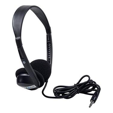 Imagem de Egghead Fones de ouvido estéreo infantis Over-Ear com conector de áudio de 3,5 mm e cabo de 1,7 m, fones de ouvido escolares estéreo ajustáveis para crianças, preto