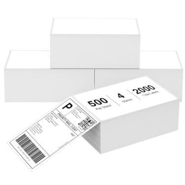 Imagem de Anylabel Etiquetas térmicas diretas sanfonadas de 4" x 6" para endereço de correspondência branco, remessa postal de nível comercial compatível com impressora de etiquetas zebra & rollo & mu