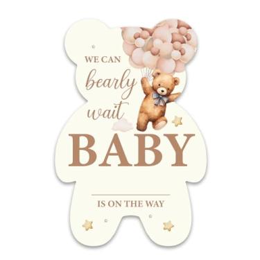 Imagem de Opomzk Bear Baby Shower Invitations - Urso com Balões Chá de Bebê Convites em Forma de Urso - Cartão de Convites para Chá de Bebê Revelação Neutro de Gênero Pacote com 20