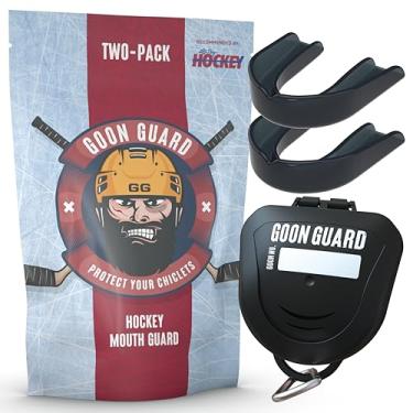 Imagem de GAME ON Goon Guard Hockey Mouth Guard Strapless - Protetor Bucal De Hóquei Para Adultos E Aparelhos Ortodônticos: 2X A Absorção De Impacto, Feito Nos Eua, Estojo Incluído (Puck Black E Puck Black)