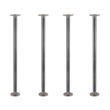 Imagem de Pernas de mesa de decoração de tubos industriais rústicos – conjunto de 4, acessórios de ferro preto autênticos ásperos, flanges e canos para mesas vintage personalizadas e decorações de móveis, kit faça-você-mesmo com ferragens, 30 Inch