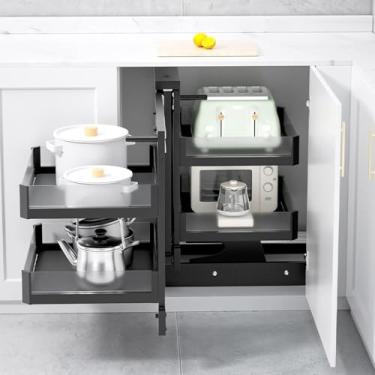 Imagem de Armário de cozinha Armário de canto cego removível com 4 cestas Prateleira deslizante Organizador de gabinete totalmente removível Pote de armazenamento Rack de prato Organizador de armário