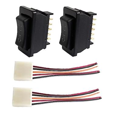 Imagem de Interruptor universal de janela elétrica para carro de 2 x 5 pinos, controle para cima/para baixo, interruptor basculante momentâneo com chicote elétrico 12V 20A (sem luz de fundo)