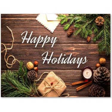 Imagem de Small World Greetings Cartões Happy Holidays 12 unidades - Interior em branco com envelopes - Tamanho A2 (14 x 10,8 cm) - Natal, eventos de inverno e mais