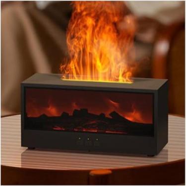 Imagem de Difusor portátil de aroma de chama, temporizador de 3 velocidades, umidificador interno com falta de água e proteção contra falha de energia, máquina de aromaterapia com chama 3D, umidificador