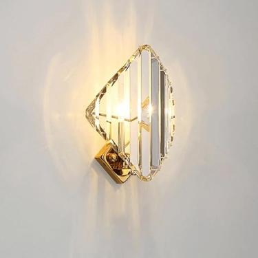 Imagem de Luminárias de parede de cristal simples e modernas para quarto, luz criativa nórdica, corredor de luxo, luz quente, arandelas de parede com base E14/12 para sala de estar, cabeceira, estudo,