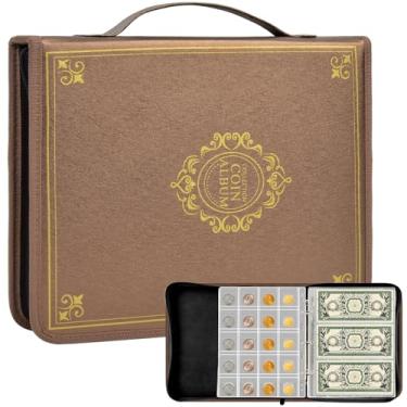 Imagem de ANKHOH Porta-Livros para Coleção de Moedas para Colecionadores, Álbum de Coleção de Moedas com 200 Bolsos E 30 Capas para Exibição de Papel-Moeda, Estojo de Armazenamento para Coleção de Moedas(Encade