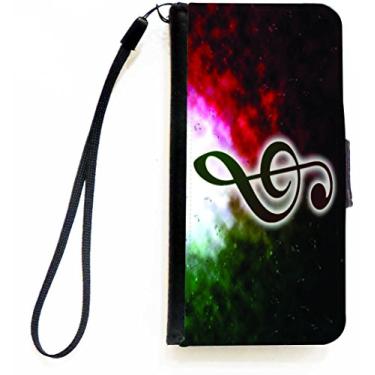 Imagem de Rikki Knight Capa carteira flip com notas musicais em fundo irlandês fumê com aba magnética para Apple iPhone 5c