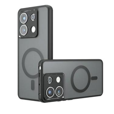 Imagem de Kukoufey Capa compatível com Xiaomi Poco M6 Pro 4G, compatível com MagSafe, compatível com Xiaomi Redmi Note 13 Pro 4G capa de celular magnética integrada antichoque preta