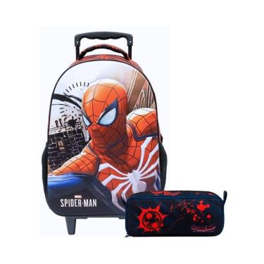 Imagem de Kit Mochila De Rodinha E Estojo Spider Man 10970 Escolar