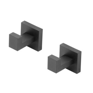 Imagem de Kit 2 Porta Toalha Cabide Quadrado Preto/black Para Banheiro - Modelar