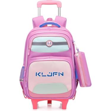 Imagem de Mochila de carrinho Rodinhas Infantil em Tecido Oxford e com Grande Capacidade para Estudantes de 6 a 12 Anos, mochila escolar (Pink com rodinha de led)