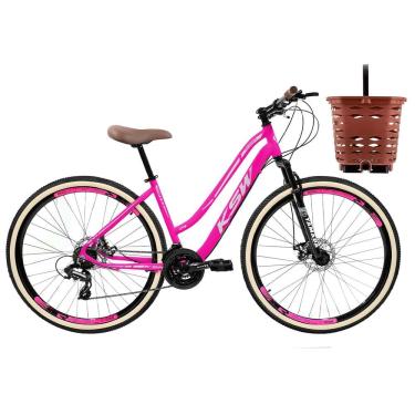 Imagem de Bike Aro 29 KSW Sunny Retrô 21V Shimano C/ Cesta e F. Disco