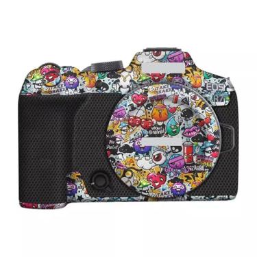 Imagem de JERXTTON Película de câmera para Canon EOS R7 antirriscos envoltório de vinil filme de desenho animado protetor corporal casaco acessórios de fotografia adesivo (branco grafiti)