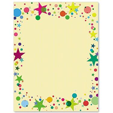Imagem de Paperdirect Papel de papelaria Vivid Hurrah Confetti aniversário, formatura, celebrações, festa, papel de borda, papel timbrado 21 x 28, 25 folhas, papel de escrita premium elegante, papel decorativo
