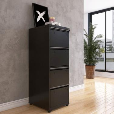 Imagem de Gaveteiro Arquivo em Aço 4 Gavetas Of04sltcm Preto