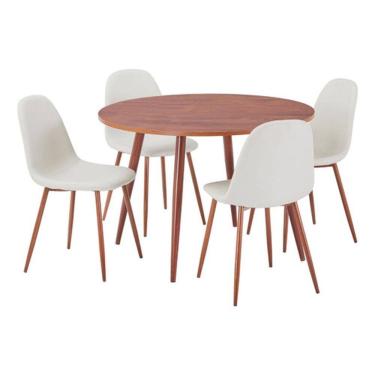 Imagem de Conjunto De Jantar Mesa 110cm E 4 Cadeiras Madeira Aco - Ora