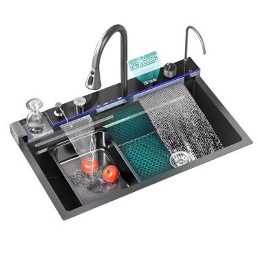 Imagem de Cuba Gourmet Multifuncional Inteligente Aço Inox 304 Prata 75x46x22cm Kit Completo Domum