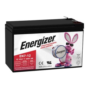 Imagem de Energizer EN7-12, 12 volts 7 Amp Hr, bateria recarregável AGM selada de longa duração ideal para uso em sistemas de alarme doméstico, energia de reserva, scooters e mais