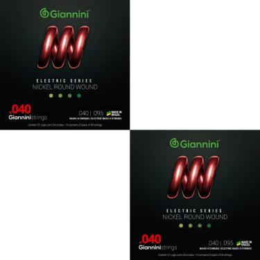 Imagem de Kit 2 Encordoamento Baixo Giannini Electric GEEBRL Nickel 4C .040"