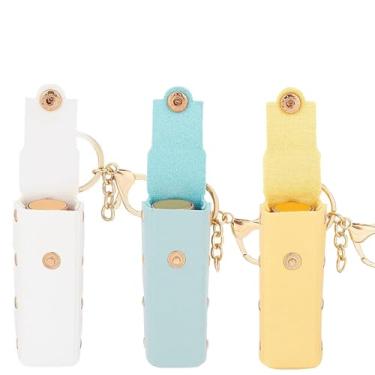 Imagem de HeartYue 3 peças bolsa de batom de couro PU capa de batom bolsa de batom suporte de protetor labial, suporte de batom portátil para viagem, uso diário, decoração de batom, Multicor