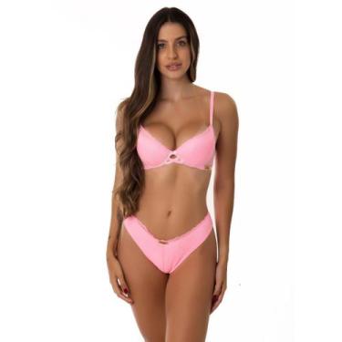 Imagem de Conjunto lingerie com bojo decote em Renda Transpassado - Encanto, Ros