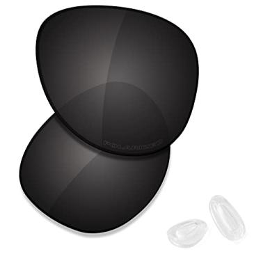 Imagem de SAUCER Lentes de reposição premium e protetores de nariz para óculos de sol Oakley Elmont M OO4119 58 mm High Defense - preto carbono polarizado