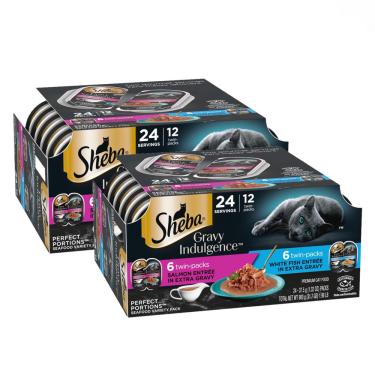 Imagem de Comida úmida para gatos Sheba Gravy Indulgence, salmão e peixe branco, 720 ml
